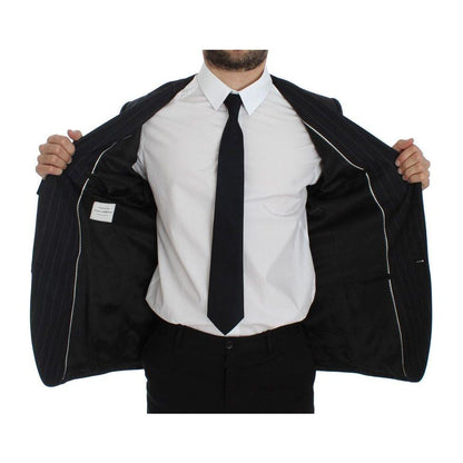 Dolce & Gabbana Gray Striped Slim Fit Wool Blazer