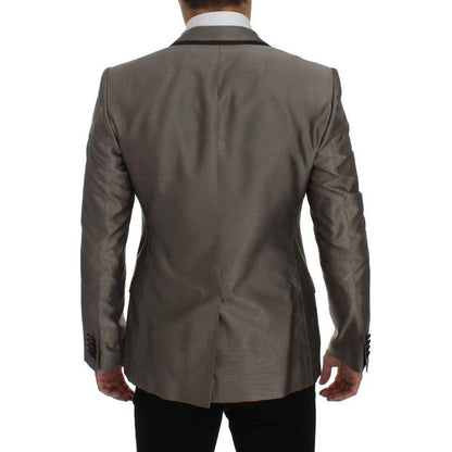 Dolce & Gabbana Brown Slim Fit Silk Two Button Blazer