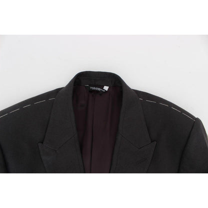 Dolce & Gabbana Gray Slim Fit Linen Blazer Jacket