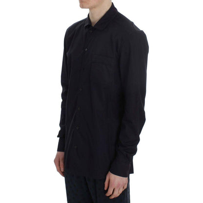 Dolce & Gabbana Purple Striped Cotton Pajama Lounge Shirt