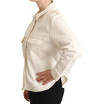 Levi's White Cotton Collared Long Sleeves Button Down Polo Top