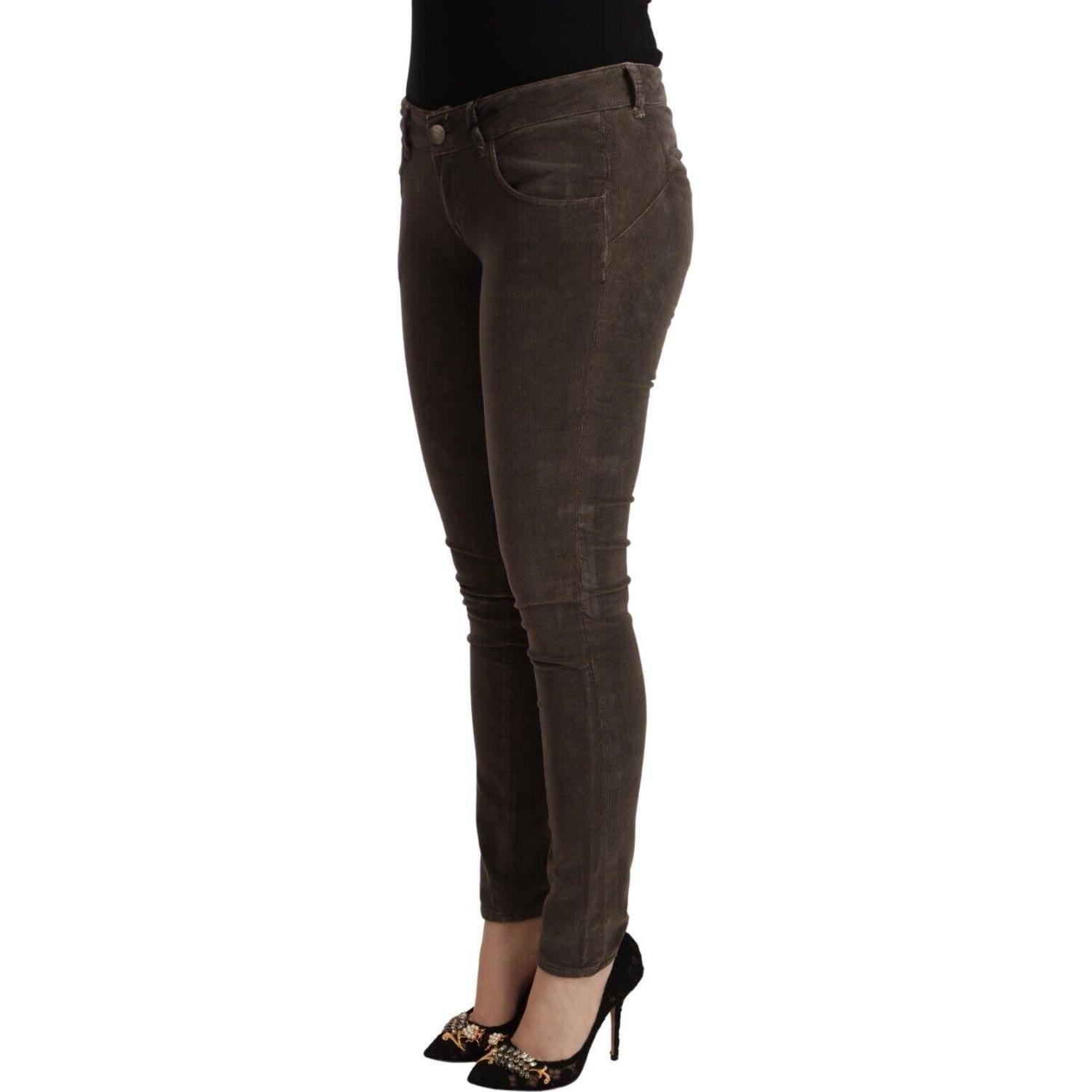 Acht Brown Cotton Slim Fit Denim Low Waist Jeans