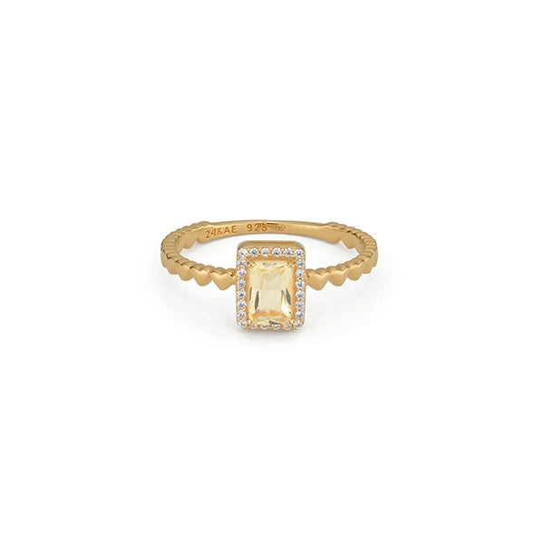 24KAE JEWELS JEWELRY Mod. 12472Y/56 elegant gold ring with gemstone and diamond accents