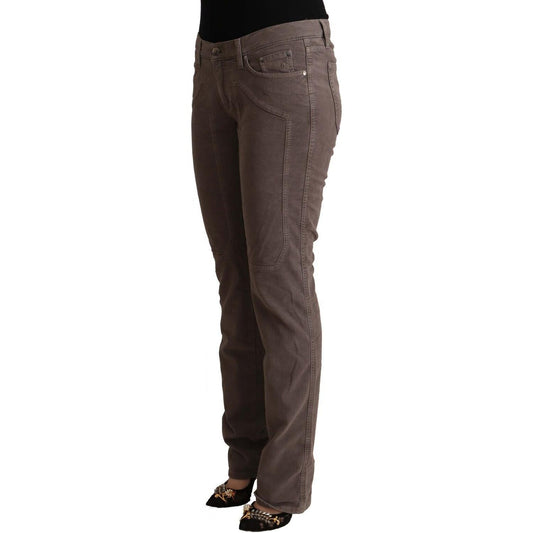 Jeckerson Brown Cotton Low Waist Iconic Patches Leg Denim Jeans