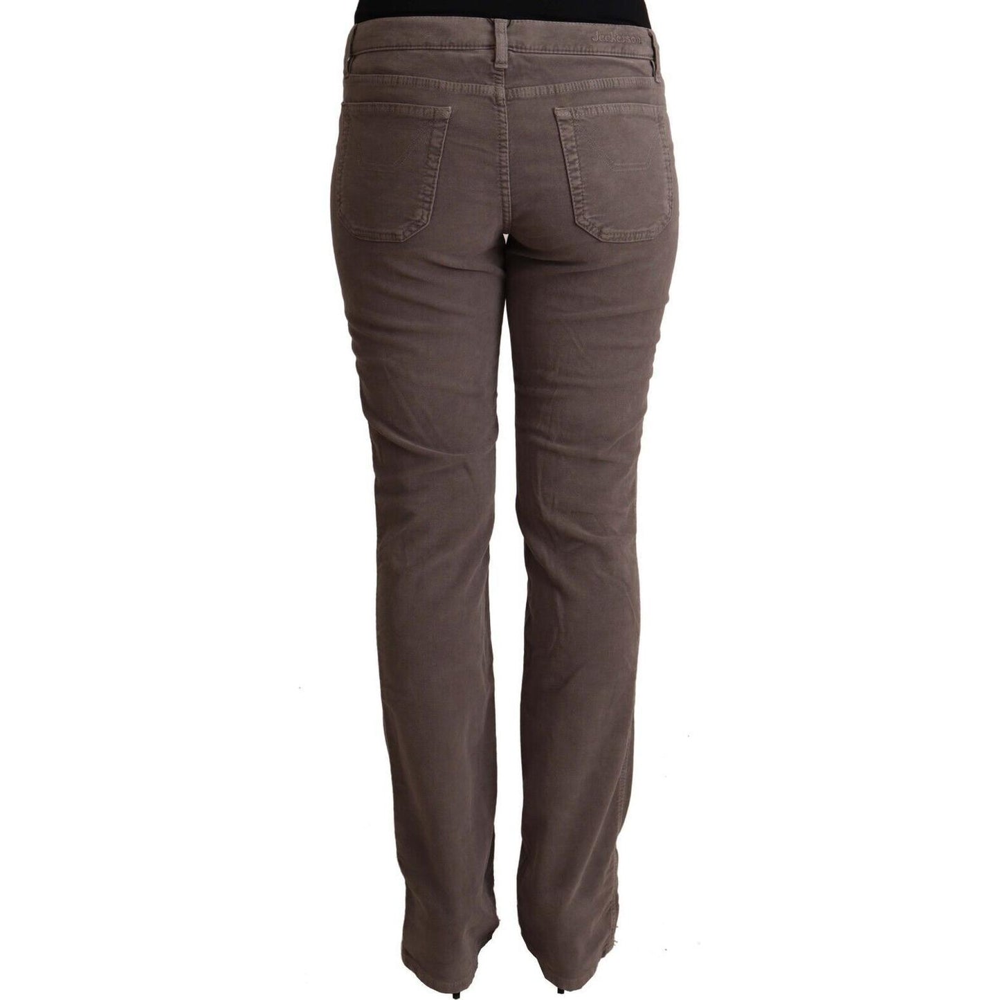 Jeckerson Brown Cotton Low Waist Iconic Patches Leg Denim Jeans