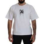 Dolce & Gabbana White Logo Print Cotton Crewneck T-shirt