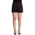 BENCIVENGA Multicolor Checkered Mid Waist Folded Hem Shorts