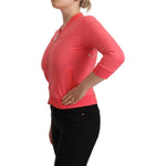Blumarine Elegant Pink Full Zip Sweater Blumarine Maroon