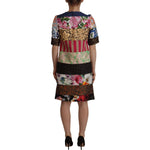 Dolce & Gabbana Multicolor Pachwork Floral Sheath Jaquard Mini Gown Dress