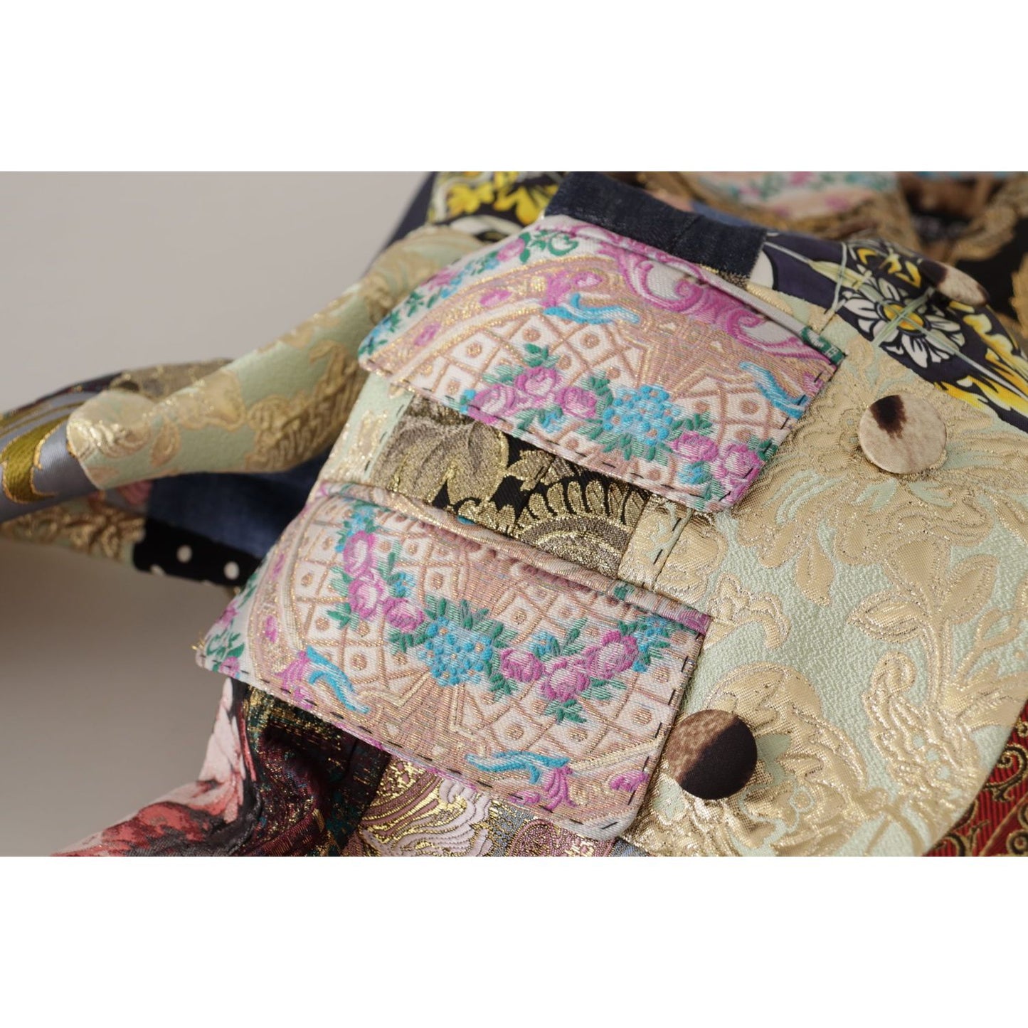 Dolce & Gabbana Multicolor Double-Breasted Patchwork Jacquard Blazer Jacket