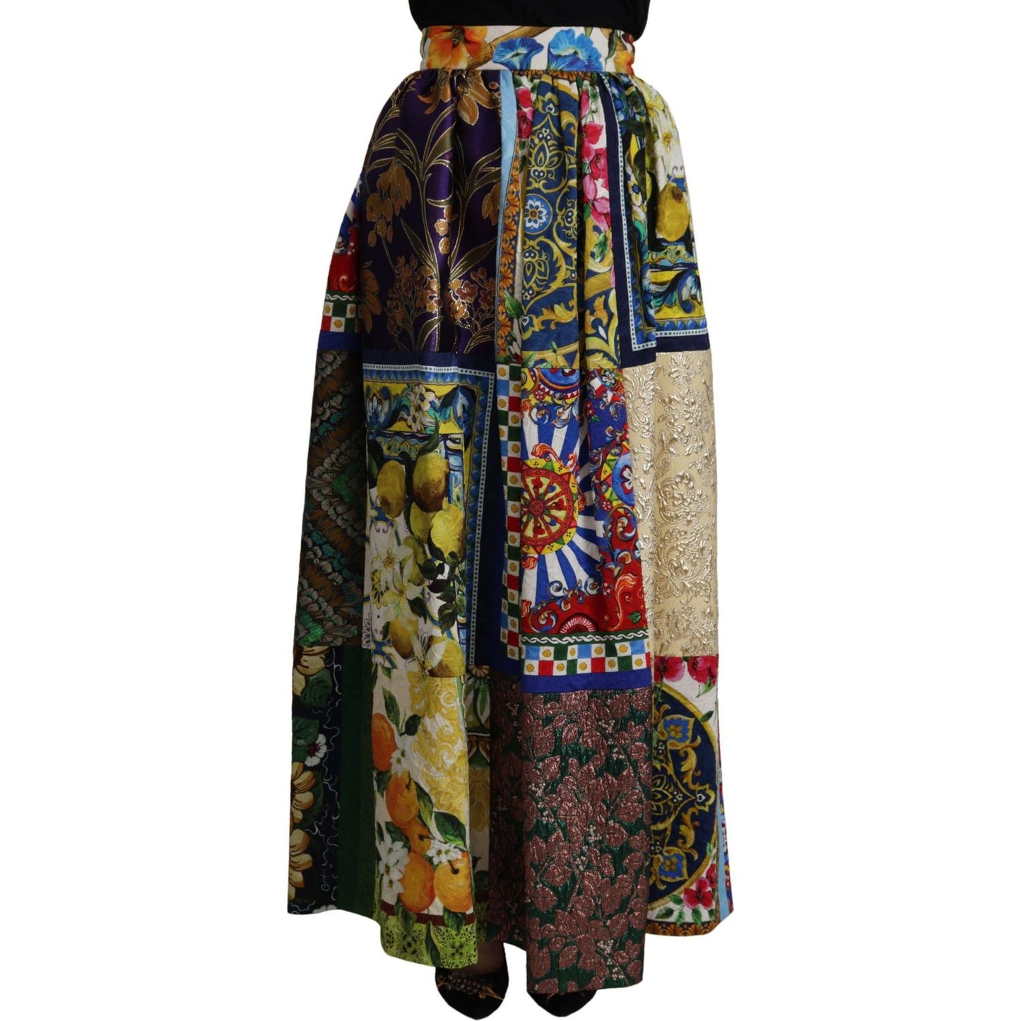 Dolce & Gabbana Multicolor Patchwork Sicily Long Maxi Skirt