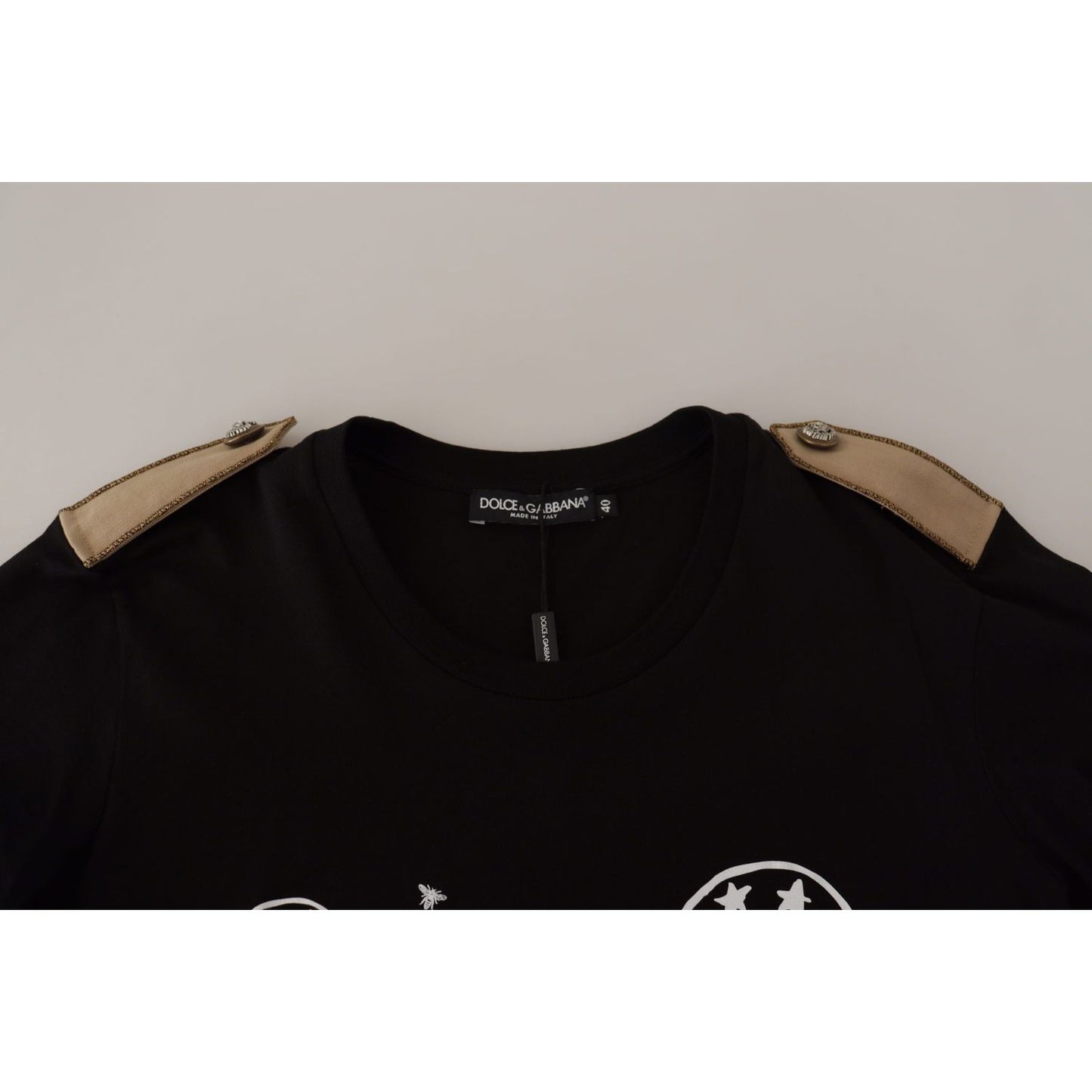 Dolce & Gabbana Black Logo Motive Crewneck Cotton T-shirt