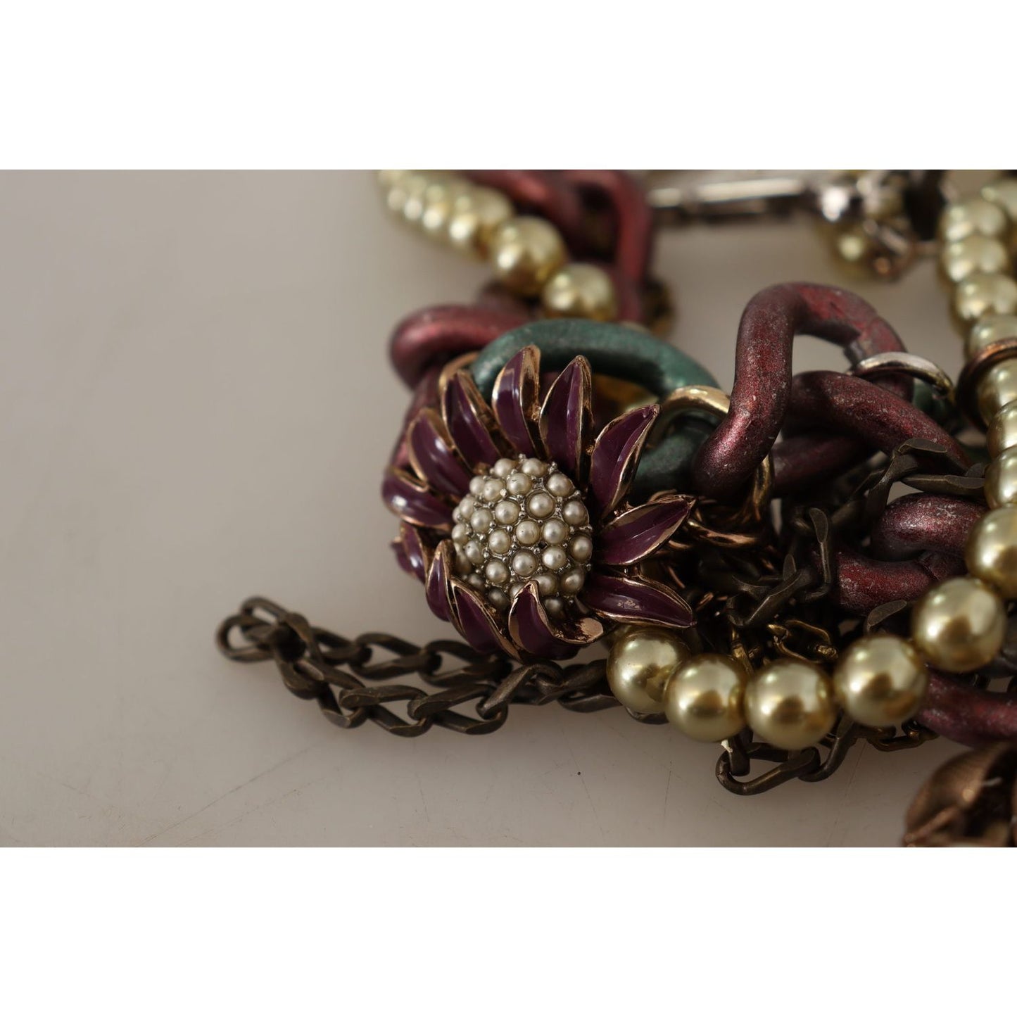 Dolce & Gabbana Gold Brass Sicily Floral Crystal Statement Necklace Necklace