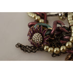 Dolce & Gabbana Gold Brass Sicily Floral Crystal Statement Necklace Necklace