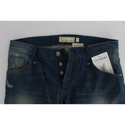 Acht Blue Wash Denim Cotton Stretch Baggy Fit Jeans