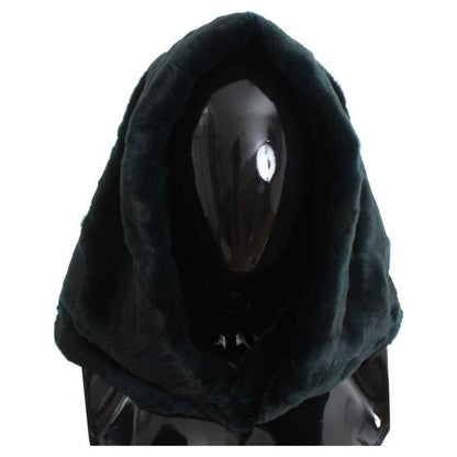 Dolce & Gabbana Green Weasel Fur Crochet Hood Scarf Hat Hat