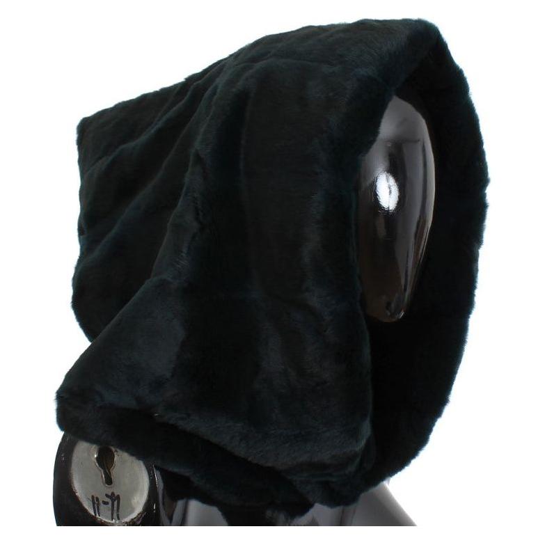 Dolce & Gabbana Green Weasel Fur Crochet Hood Scarf Hat Hat
