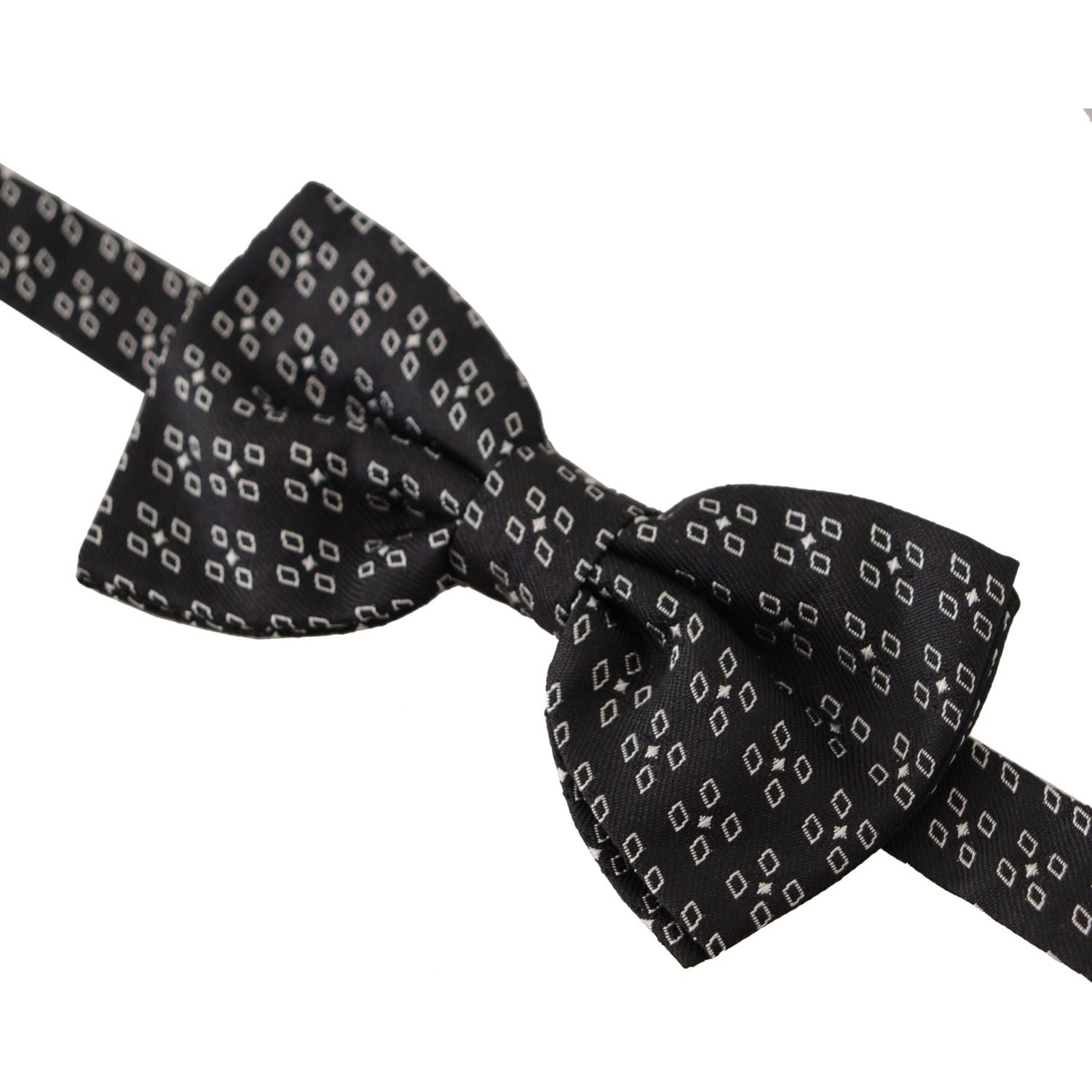Dolce & Gabbana Dark Gray White Polka Dot 100% Silk Neck Papillon Tie