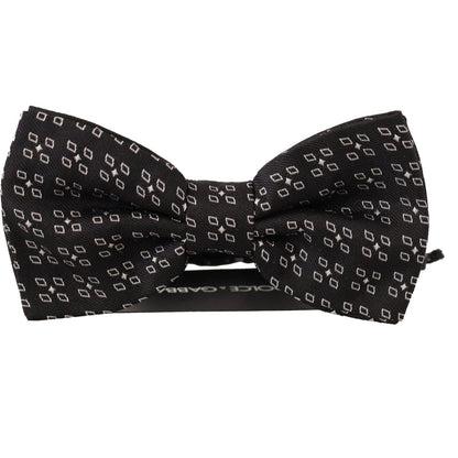 Dolce & Gabbana Dark Gray White Polka Dot 100% Silk Neck Papillon Tie
