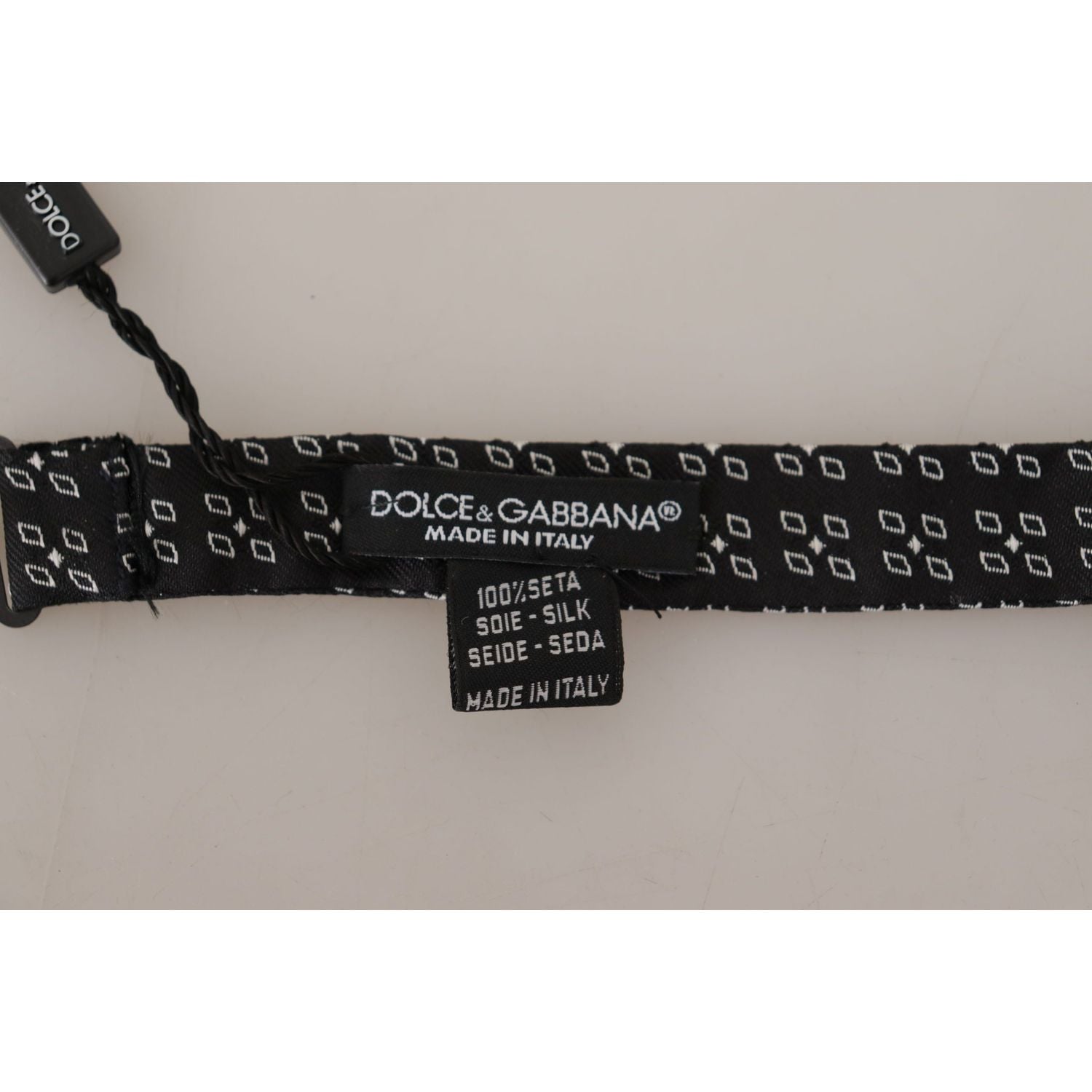 Dolce & Gabbana Dark Gray White Polka Dot 100% Silk Neck Papillon Tie
