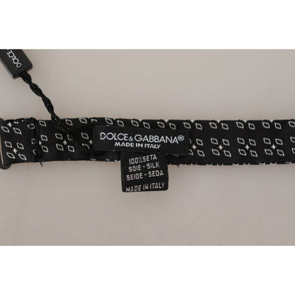 Dolce & Gabbana Dark Gray White Polka Dot 100% Silk Neck Papillon Tie