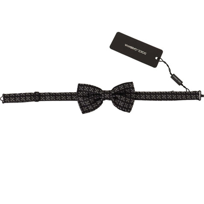 Dolce & Gabbana Dark Gray White Polka Dot 100% Silk Neck Papillon Tie