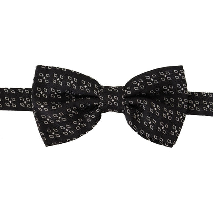 Dolce & Gabbana Dark Gray White Polka Dot 100% Silk Neck Papillon Tie