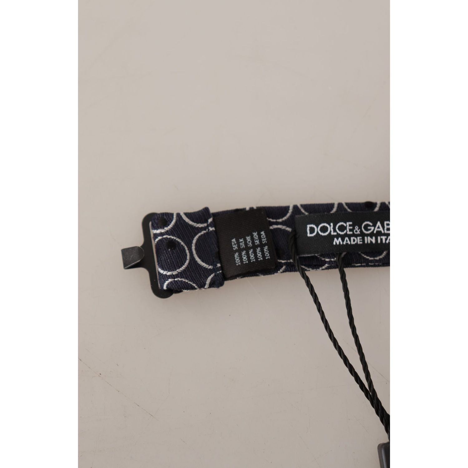 Dolce & Gabbana Black White Round 100% Silk Neck Papillon  Tie