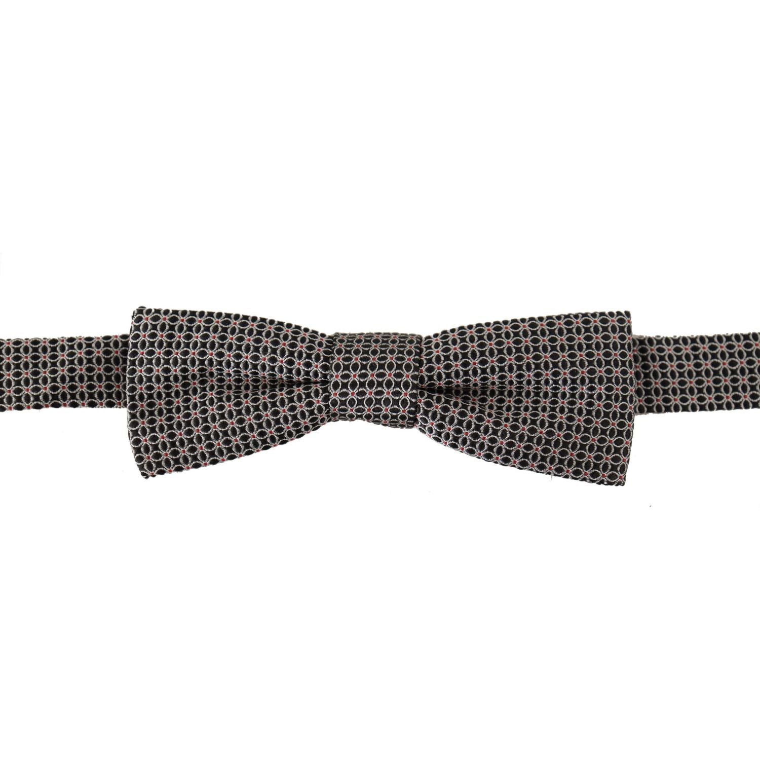 Dolce & Gabbana Black White Flower Pattern Silk Neck Papillon Tie