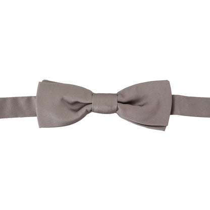 Dolce & Gabbana Silver 100% Silk Slim Adjustable Neck Papillon Tie