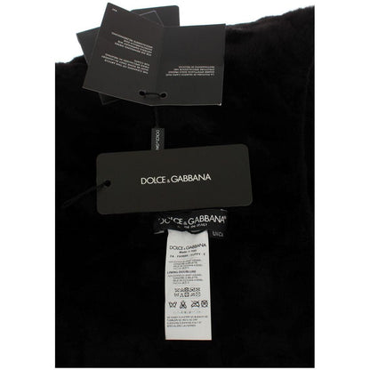 Dolce & Gabbana Black Weasel Fur Crochet Hood Scarf Hat Hood Scarf