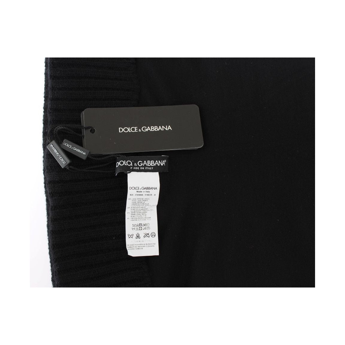 Dolce & Gabbana Black Knitted Sequin Hood Scarf Hat Hood Scarf