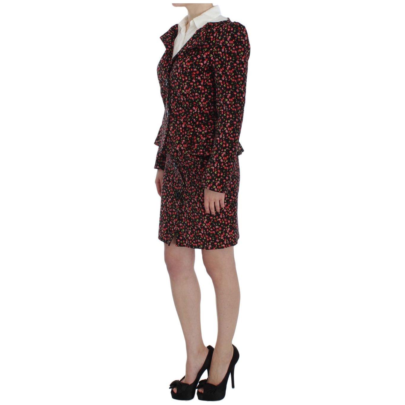BENCIVENGA Black Multicolor Floral Suit