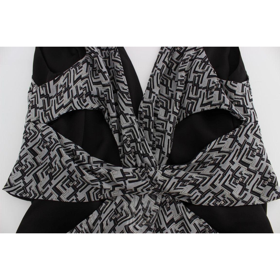 Karl Lagerfeld Gray Black Silk Blouse Top