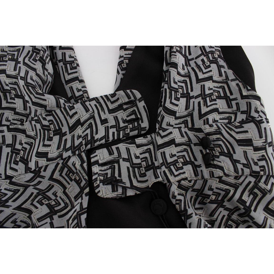 Karl Lagerfeld Gray Black Silk Blouse Top
