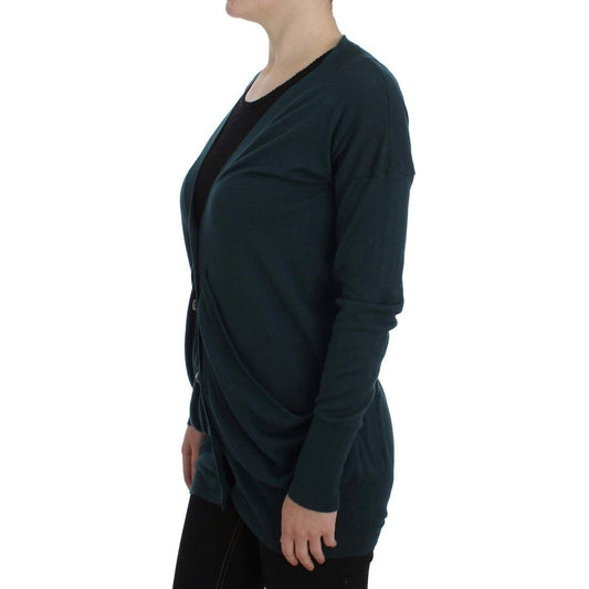 PINK MEMORIES Green Button Down Cardigan Sweater SIG32533-1