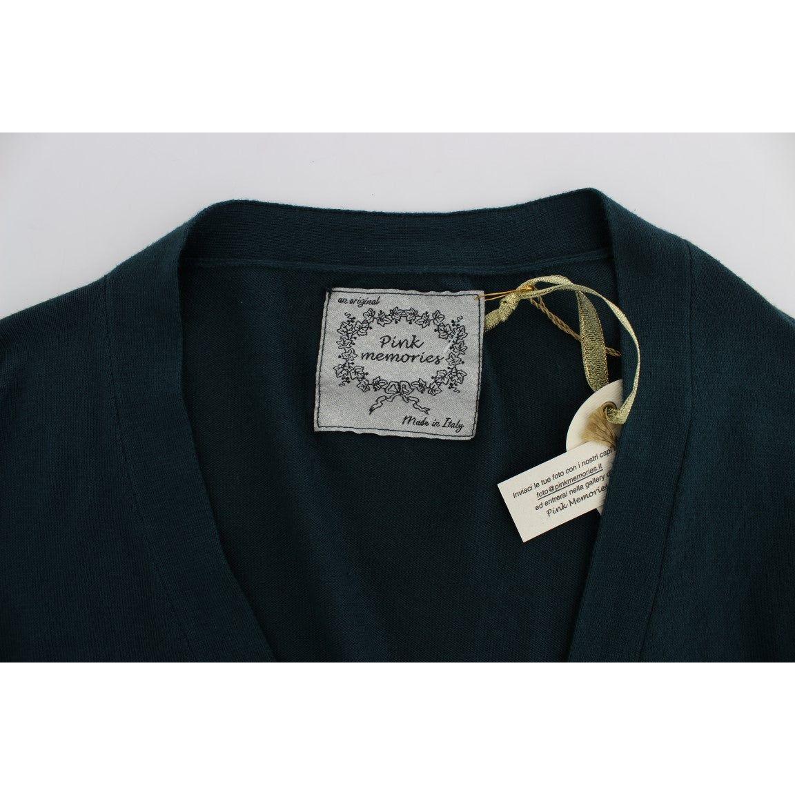 PINK MEMORIES Green Button Down Cardigan Sweater