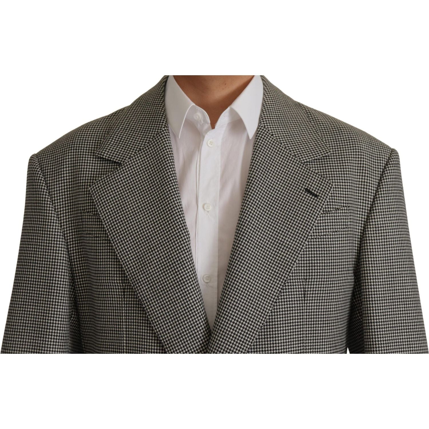 Dolce & Gabbana Gray Checkered Single Breasted Jacket Blazer