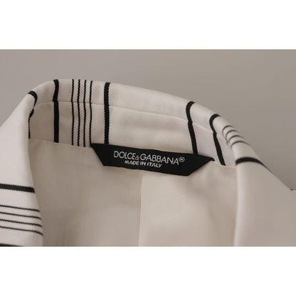 Dolce & Gabbana White Stripes Cotton Single Breasted Blazer