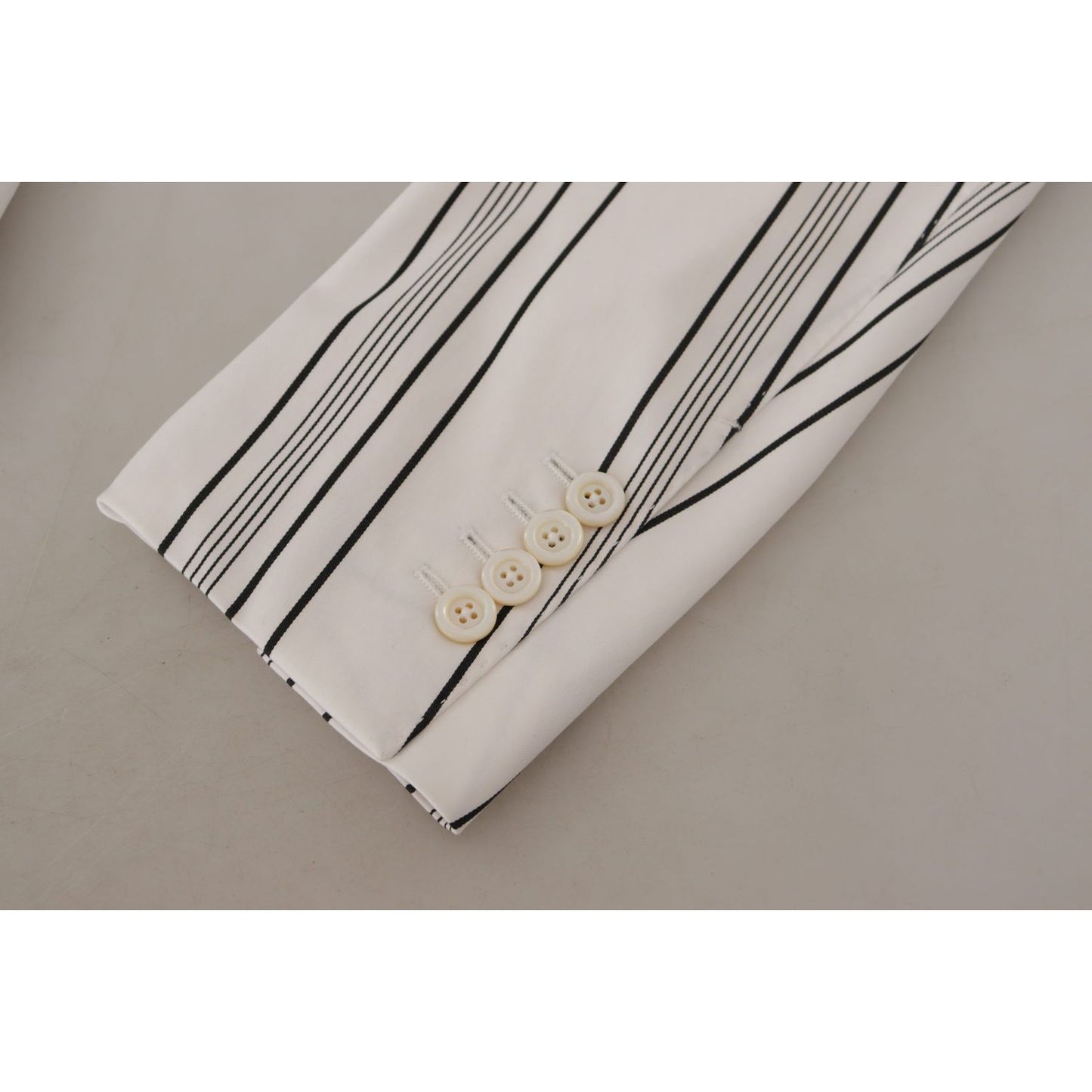 Dolce & Gabbana White Stripes Cotton Single Breasted Blazer