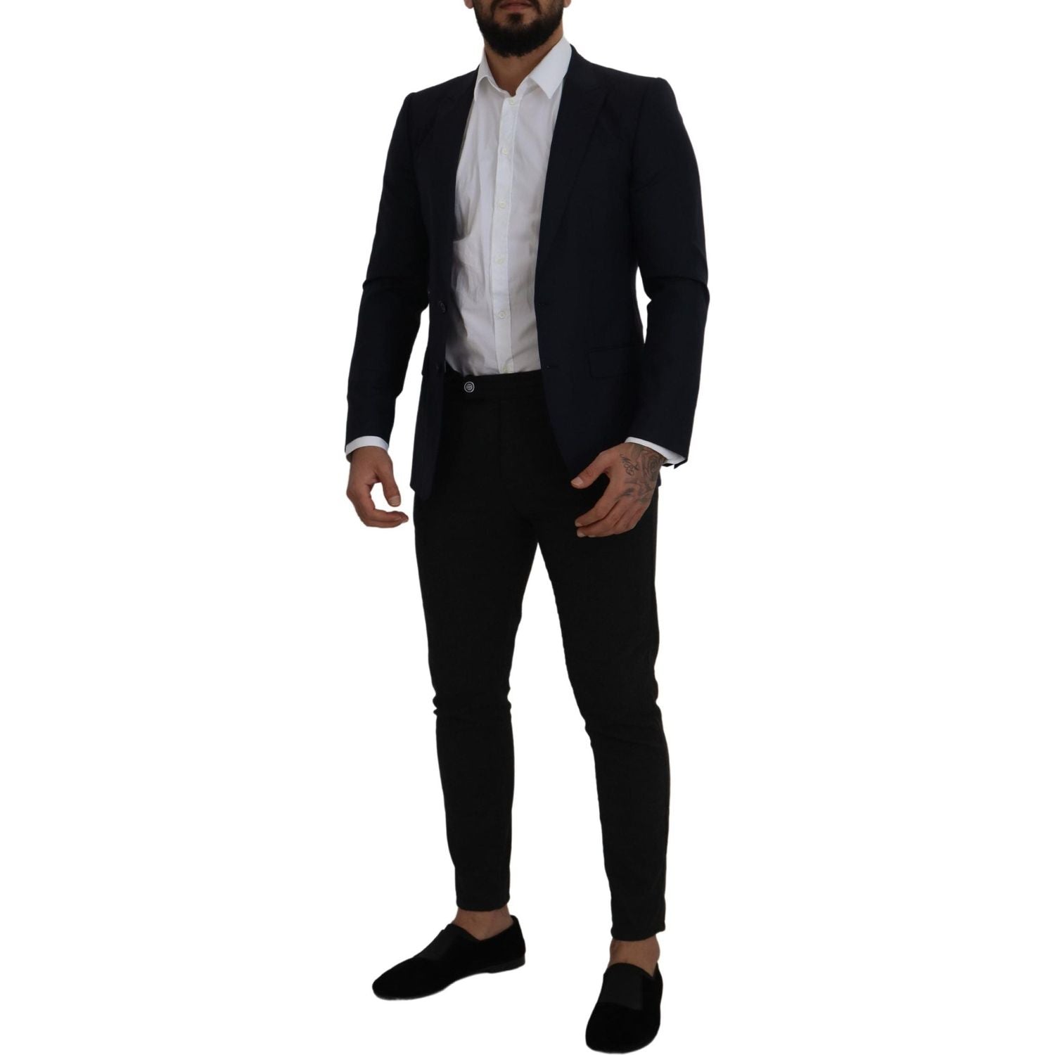 Dolce & Gabbana Blue Wool Single Breasted Coat Blazer