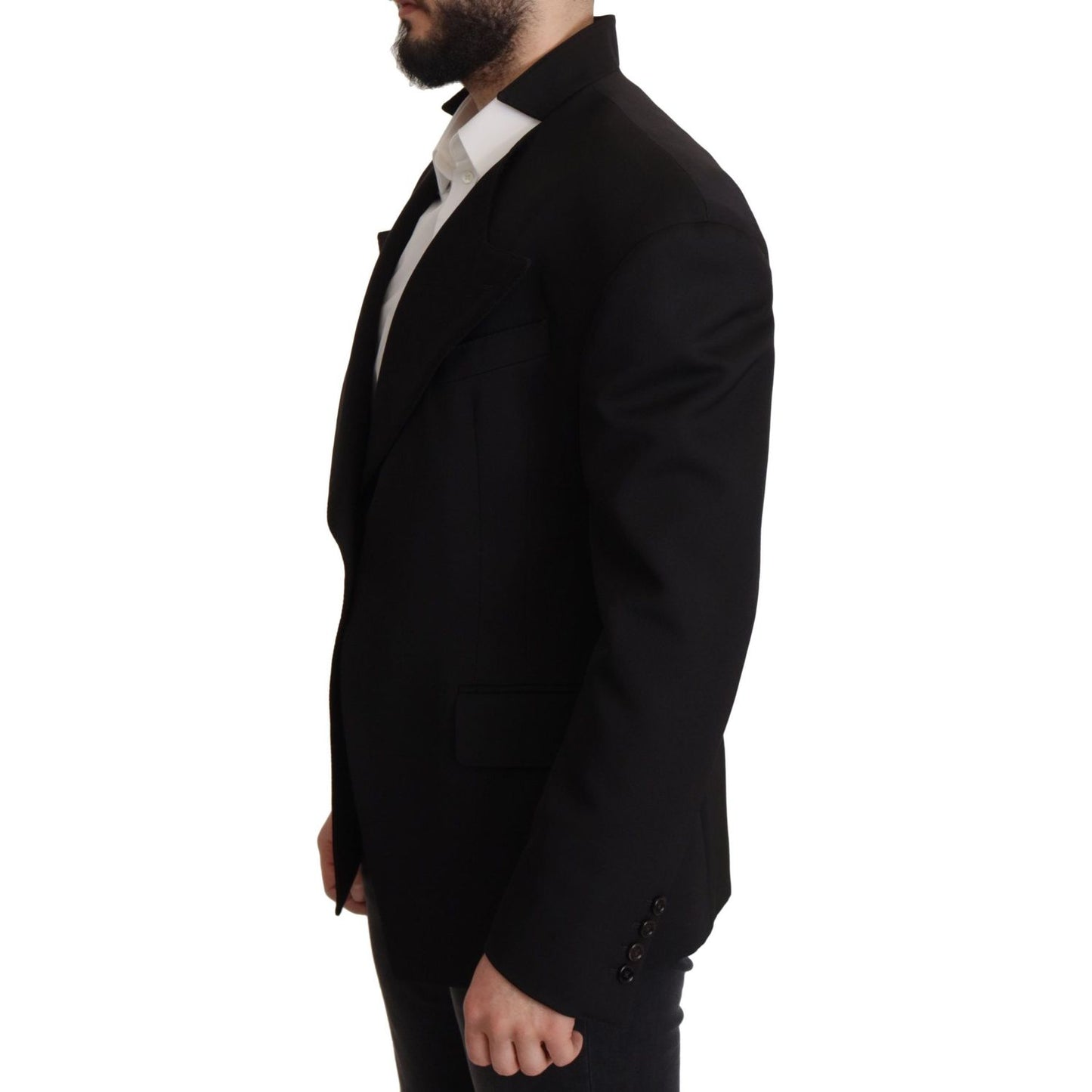 Dolce & Gabbana Black Wool Single Breasted Jacket Blazer