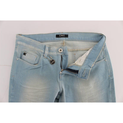 Costume National Blue Cotton Blend Super Slim Fit Jeans Jeans & Pants
