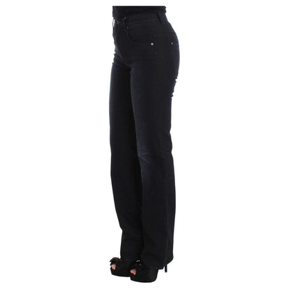 Ermanno Scervino Blue Cotton Blend Slim Fit Bootcut Jeans
