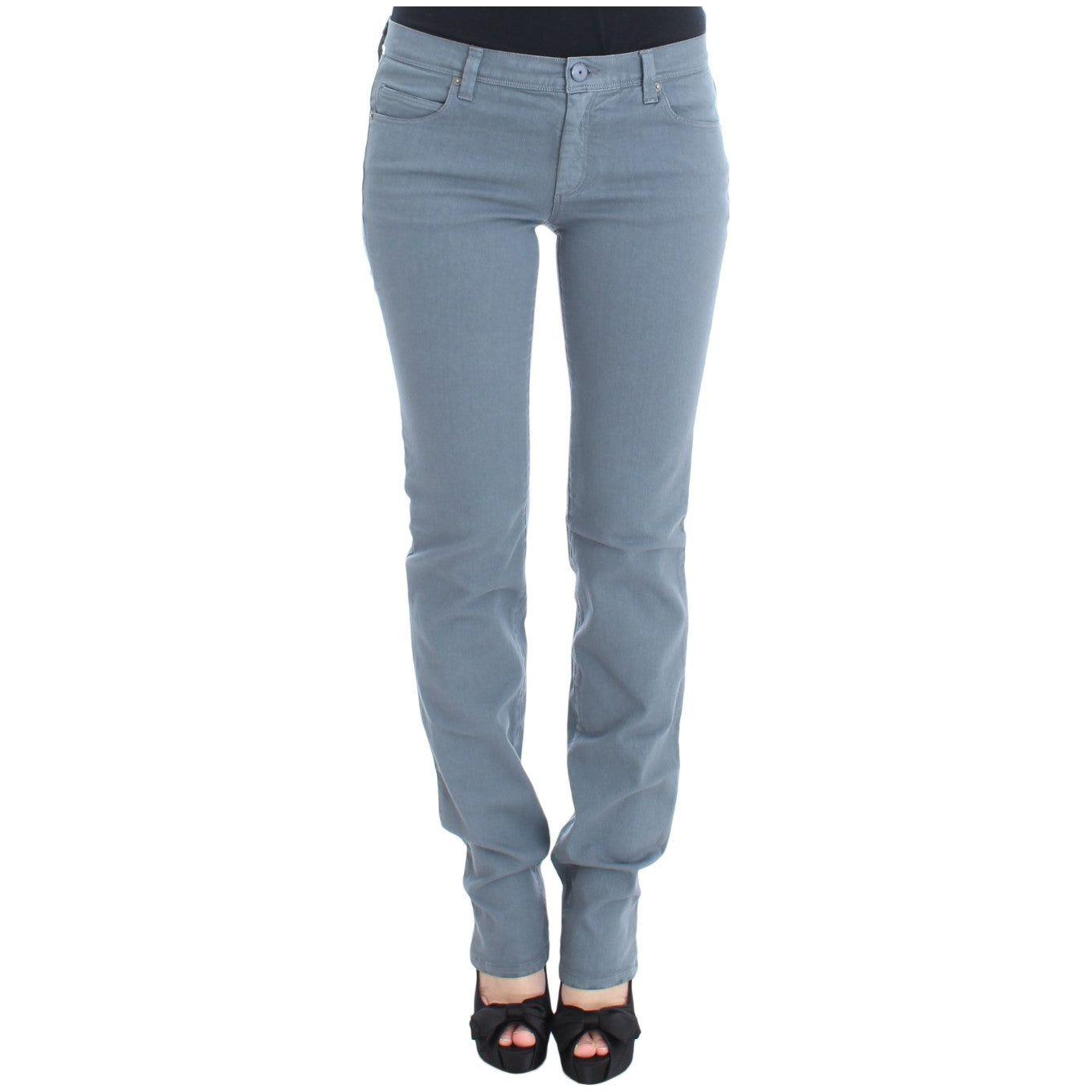 Ermanno Scervino Blue Cotton Blend Slim Fit Bootcut Jeans