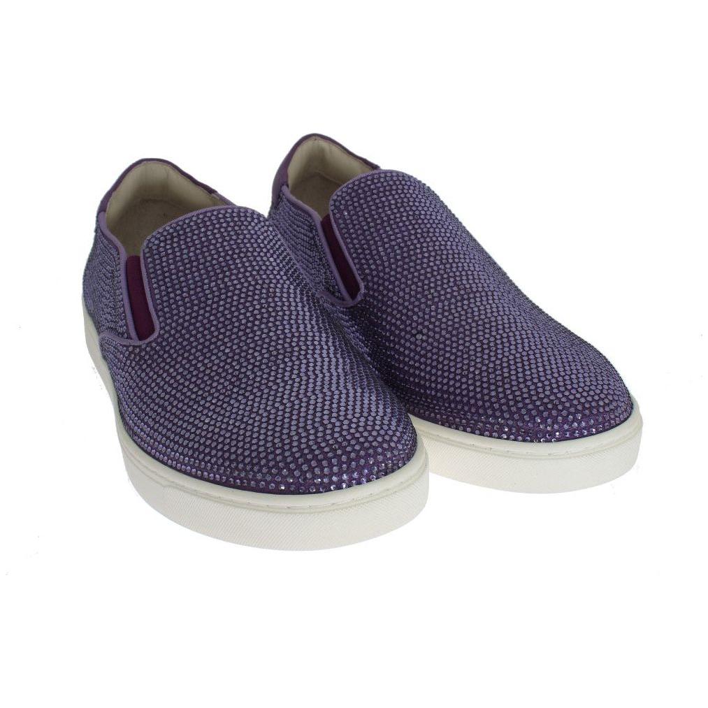 Dolce & Gabbana Purple Strass Canvas Logo Sneakers