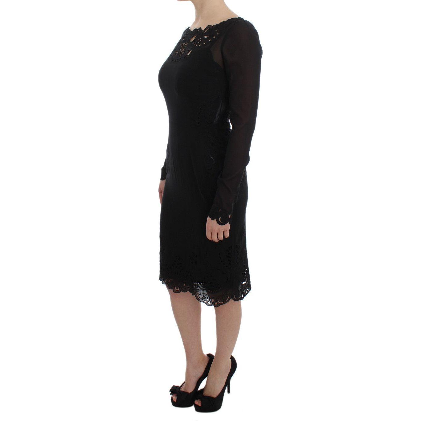 Dolce & Gabbana Black Silk Stretch Sheath Dress