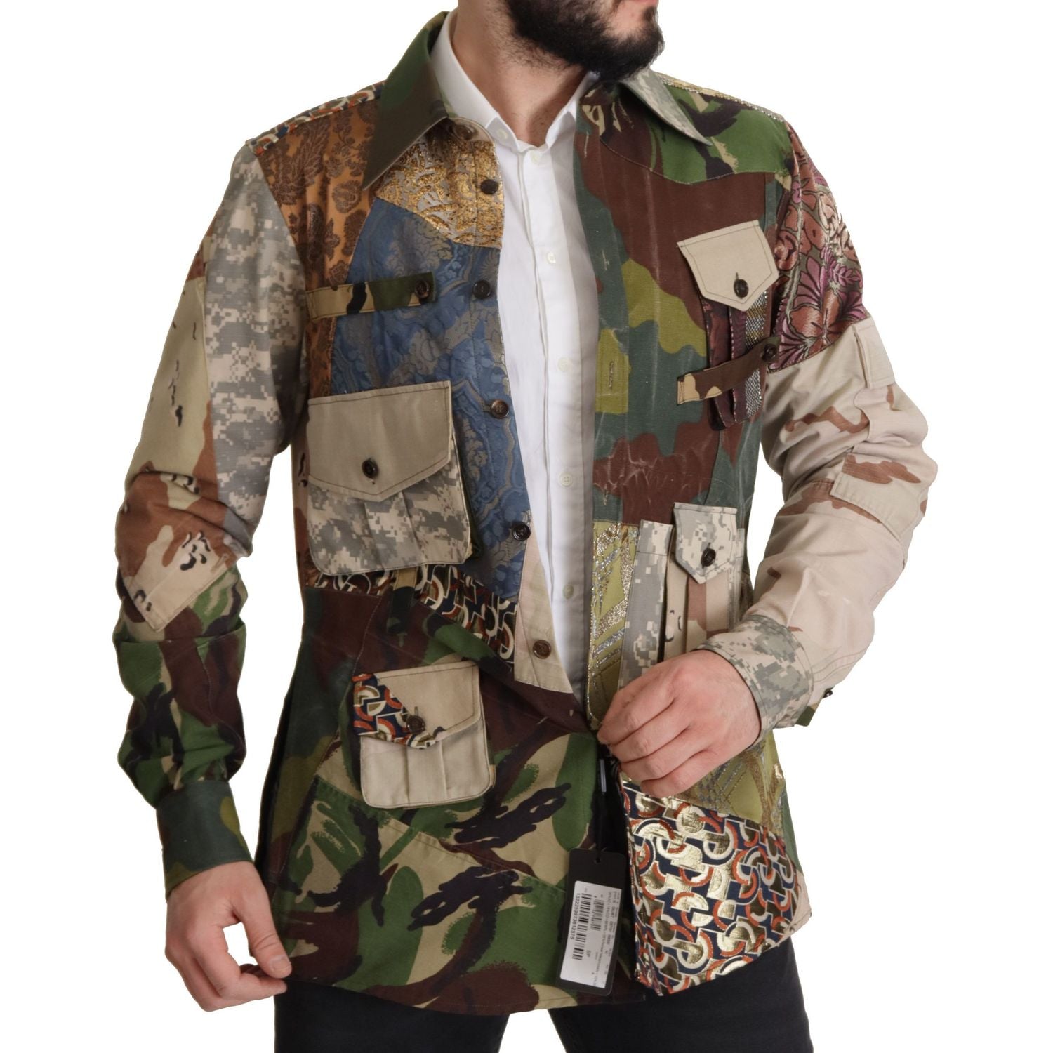 Dolce & Gabbana Multicolor Button Down Patchwork Shirt