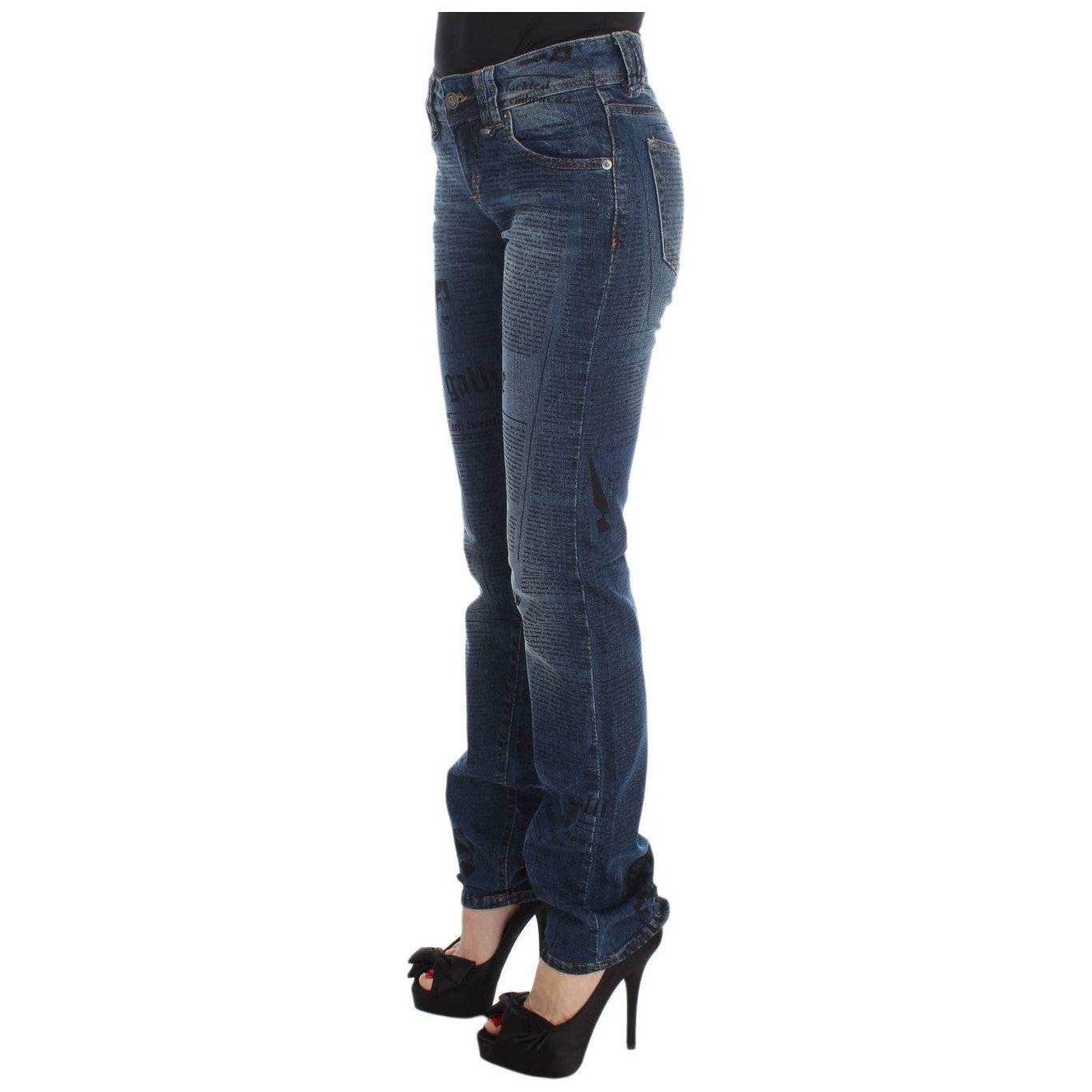 John Galliano Blue Wash Cotton Blend Slim Fit Bootcut Jeans
