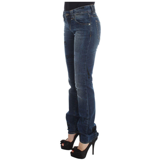 John Galliano Blue Wash Cotton Blend Slim Fit Bootcut Jeans